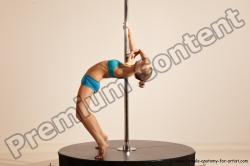 Underwear Gymnastic poses Woman White Moving poses Slim long blond Dynamic poses Academic